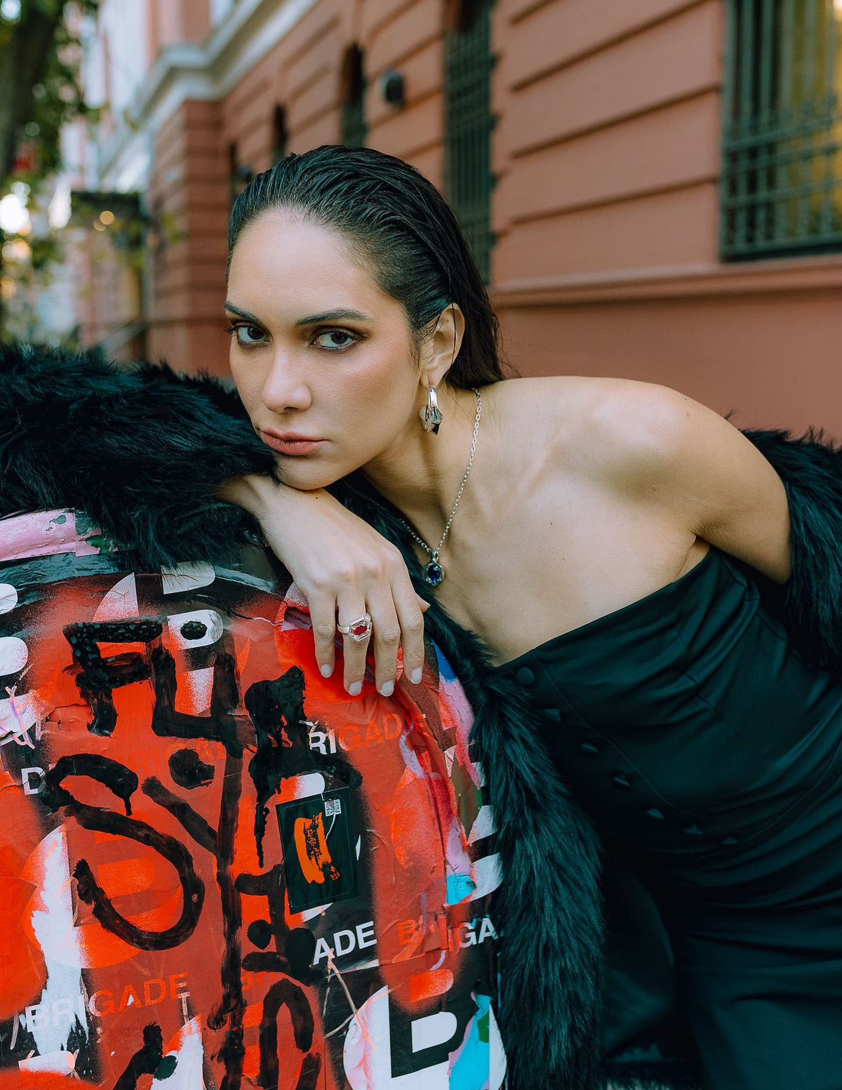 Model is wearing Too Hot to Handle Dress