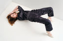 Model is wearing Dark Denim Nights