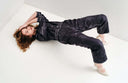 Model is wearing Dark Denim Nights