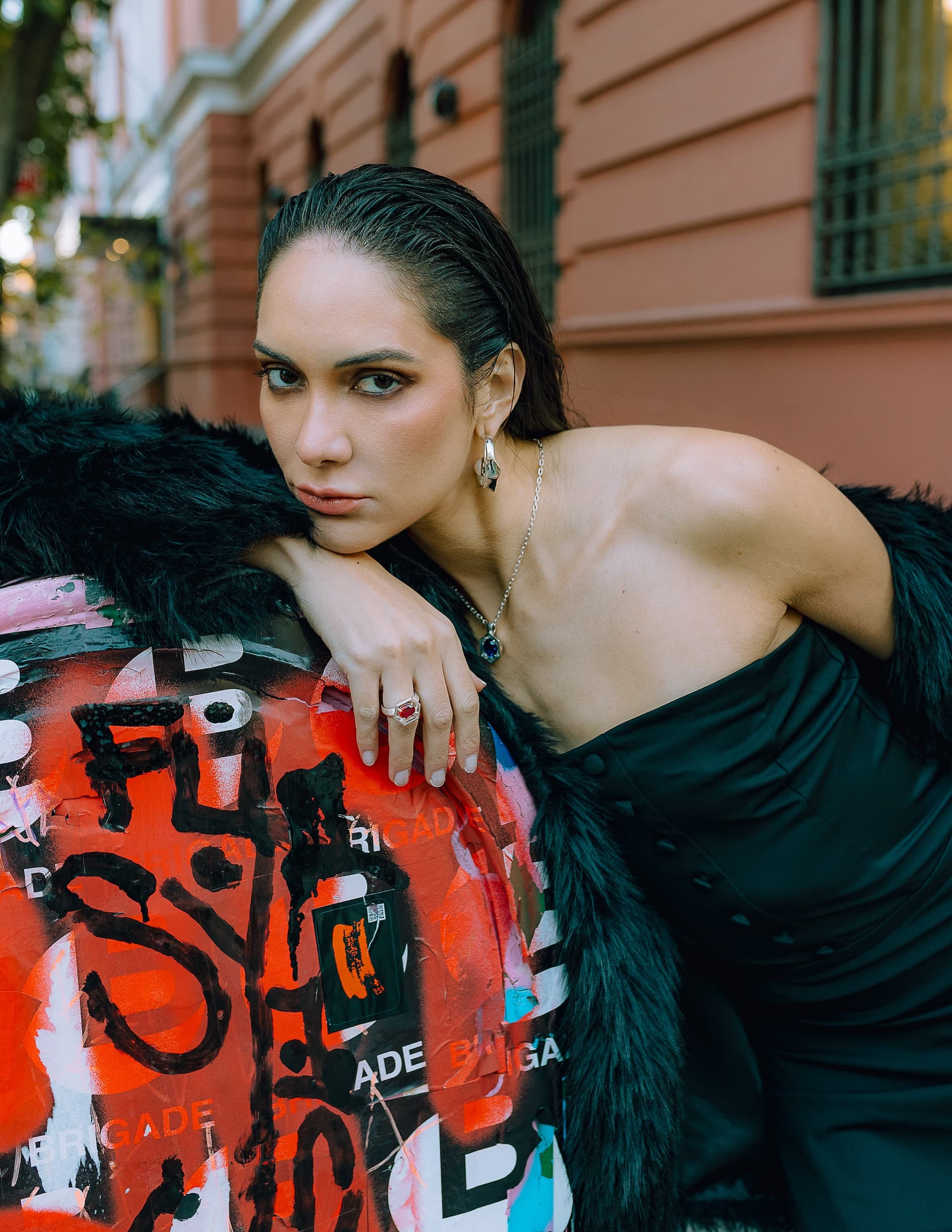 Model is wearing Too Hot to Handle Dress