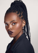 Model is wearing the Starry Night Blazer