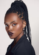 Model is wearing the Starry Night Blazer