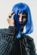 Model is wearing the Striped Night Top