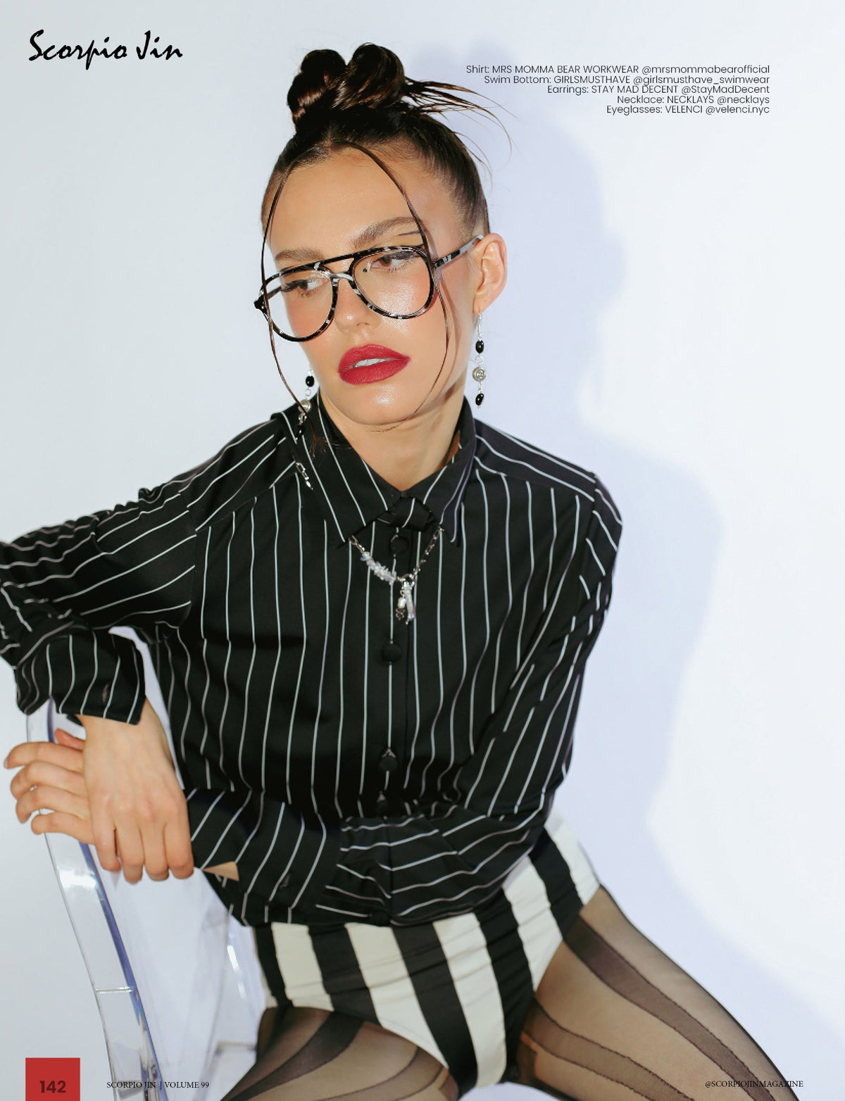 Model is wearing Striped Night Top