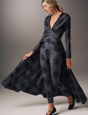 Promise Me Nothing - Midnight Veil set featuring a deep V-neck long-sleeve top and high-waisted tapered pants.