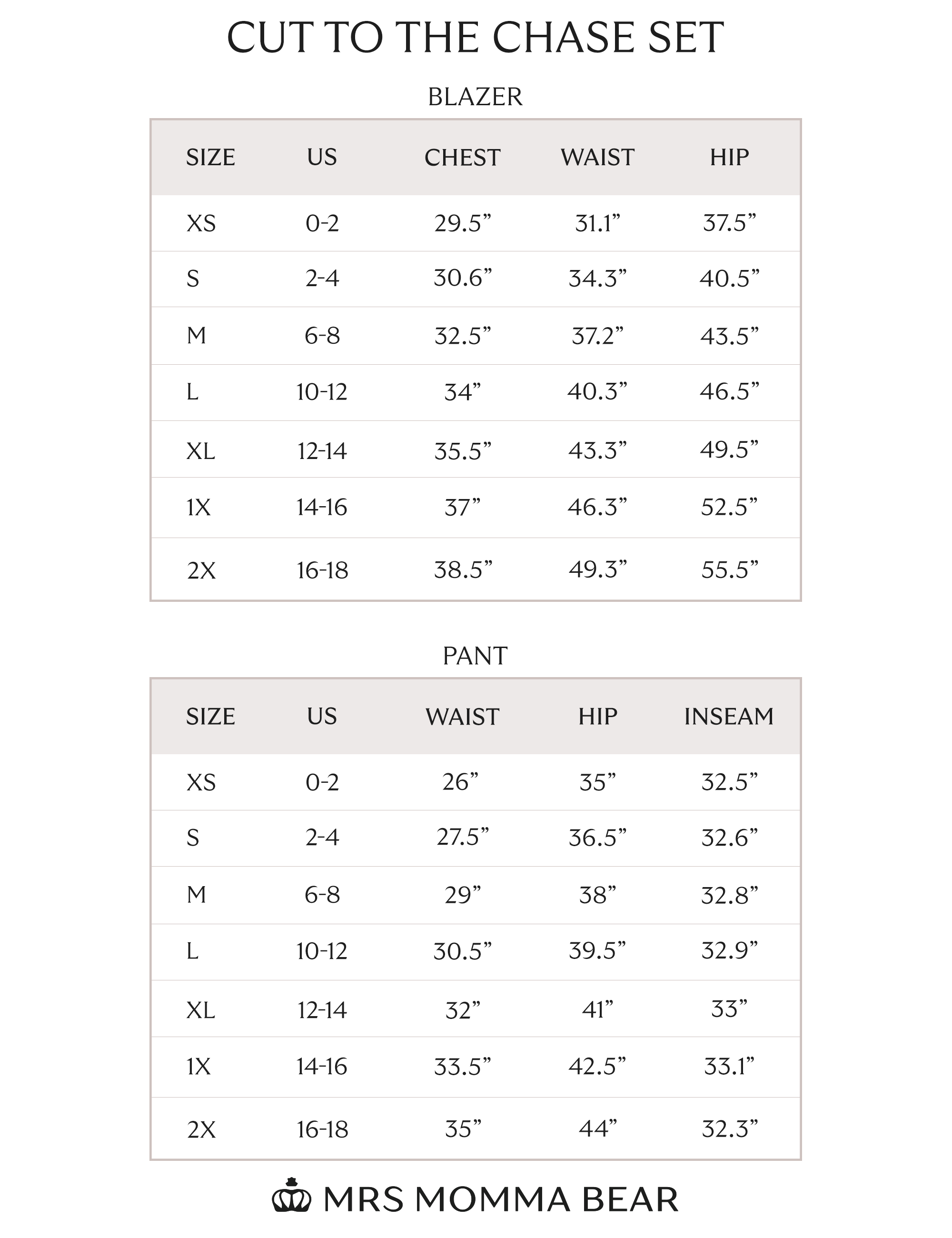 size chart