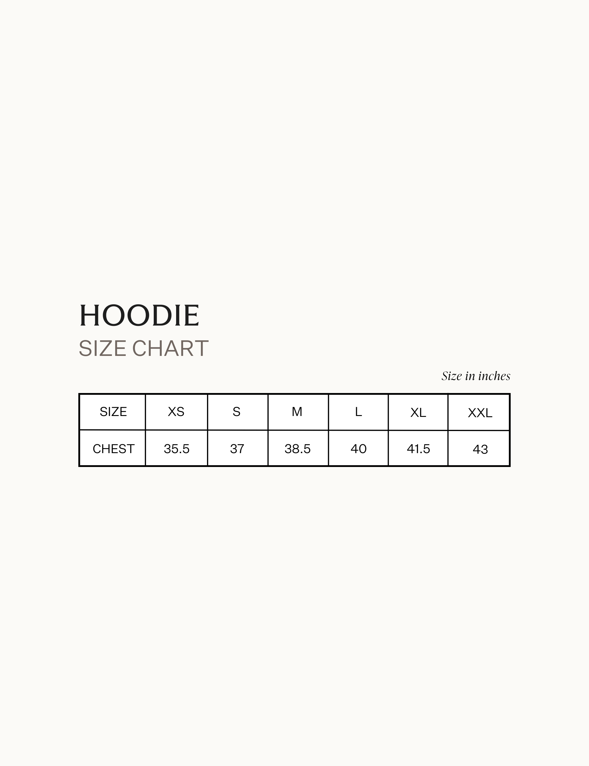 size chart