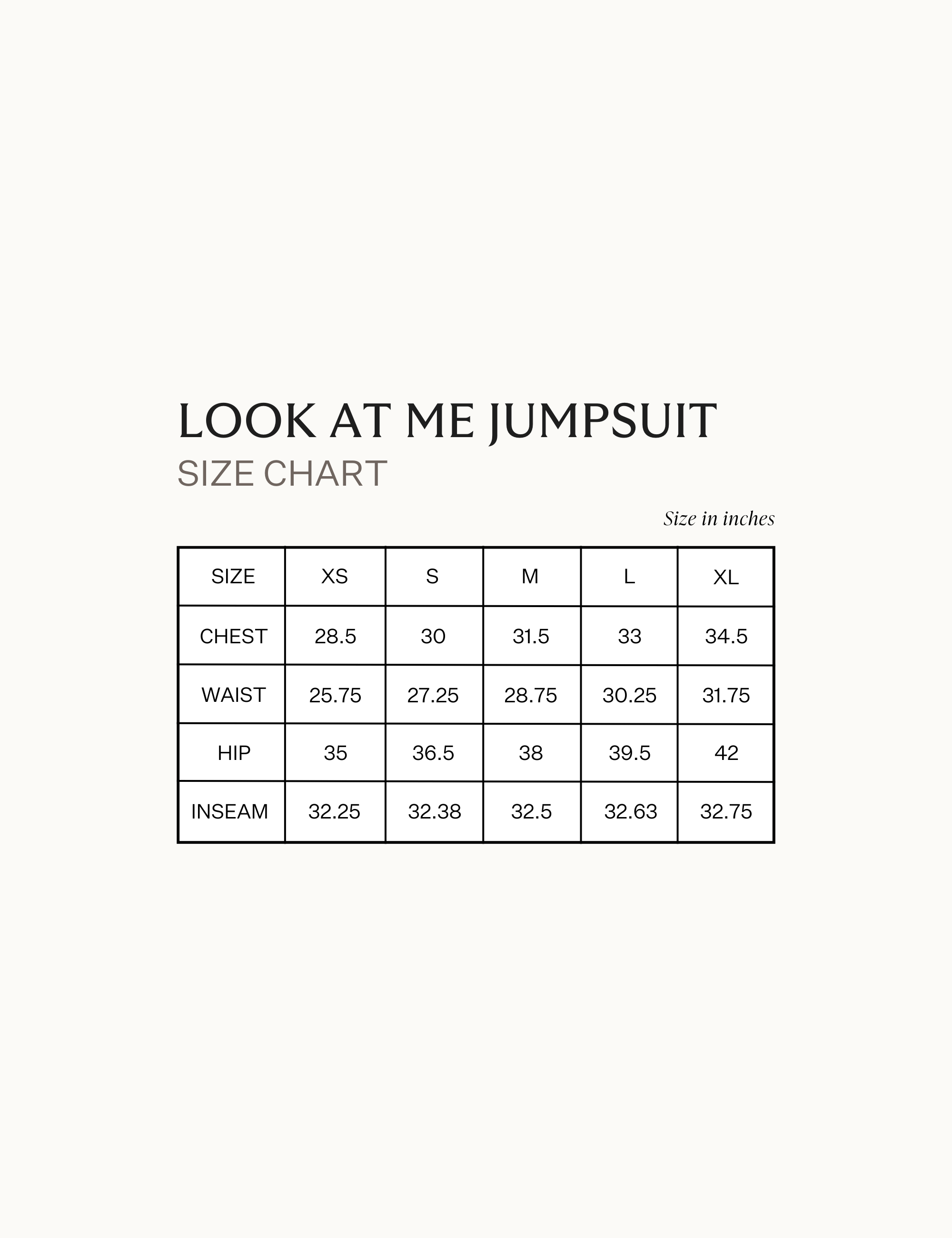 size chart