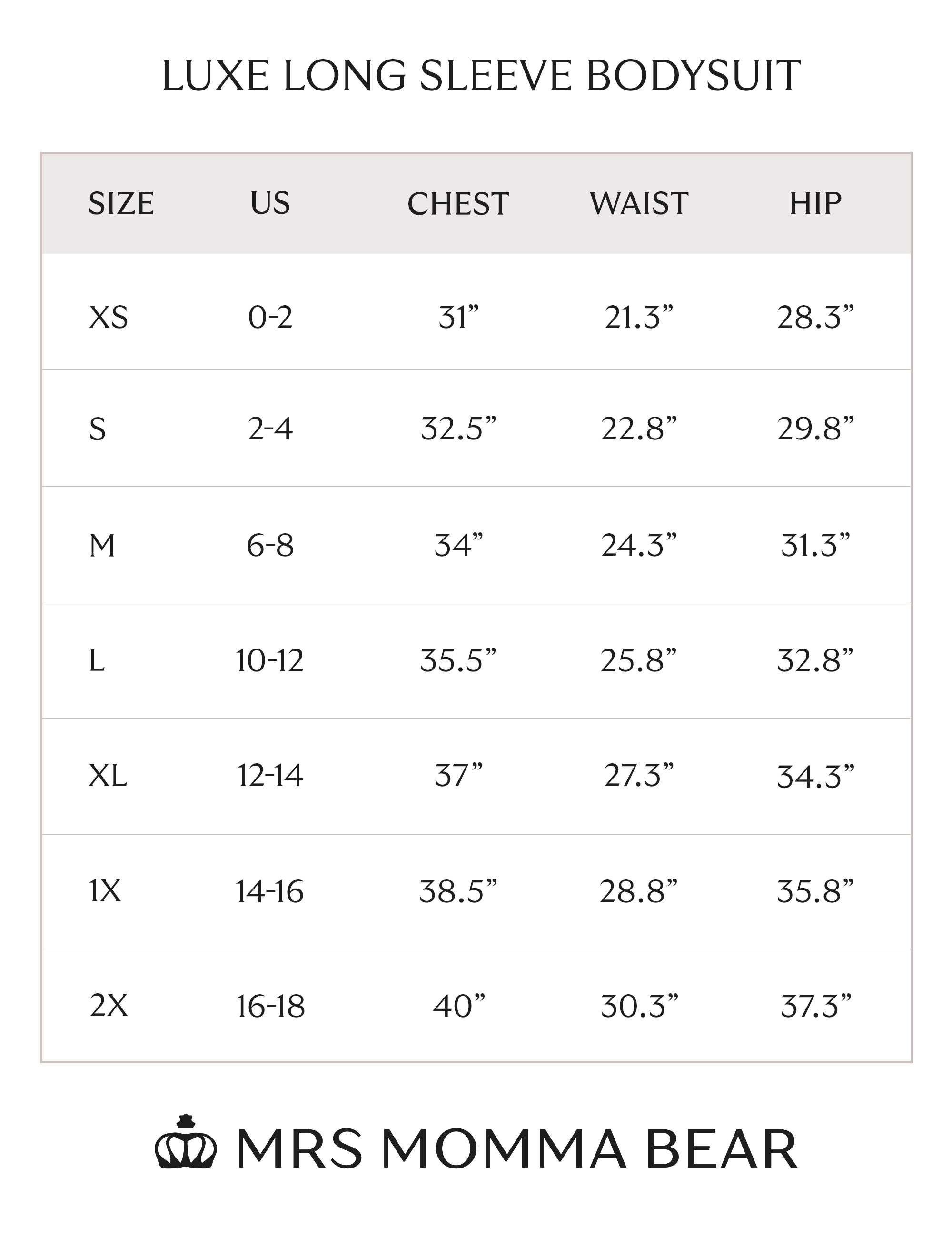 size chart
