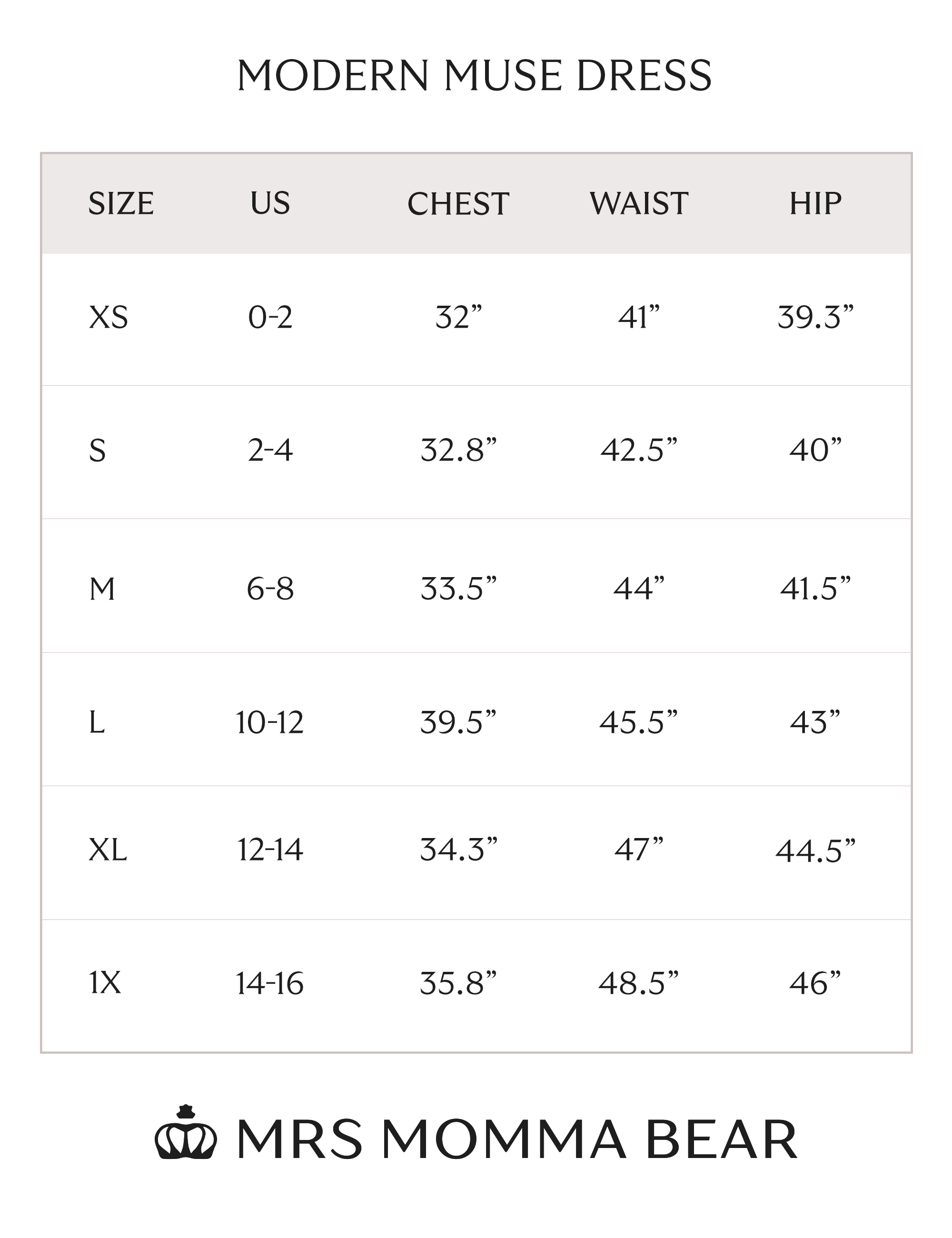 size chart