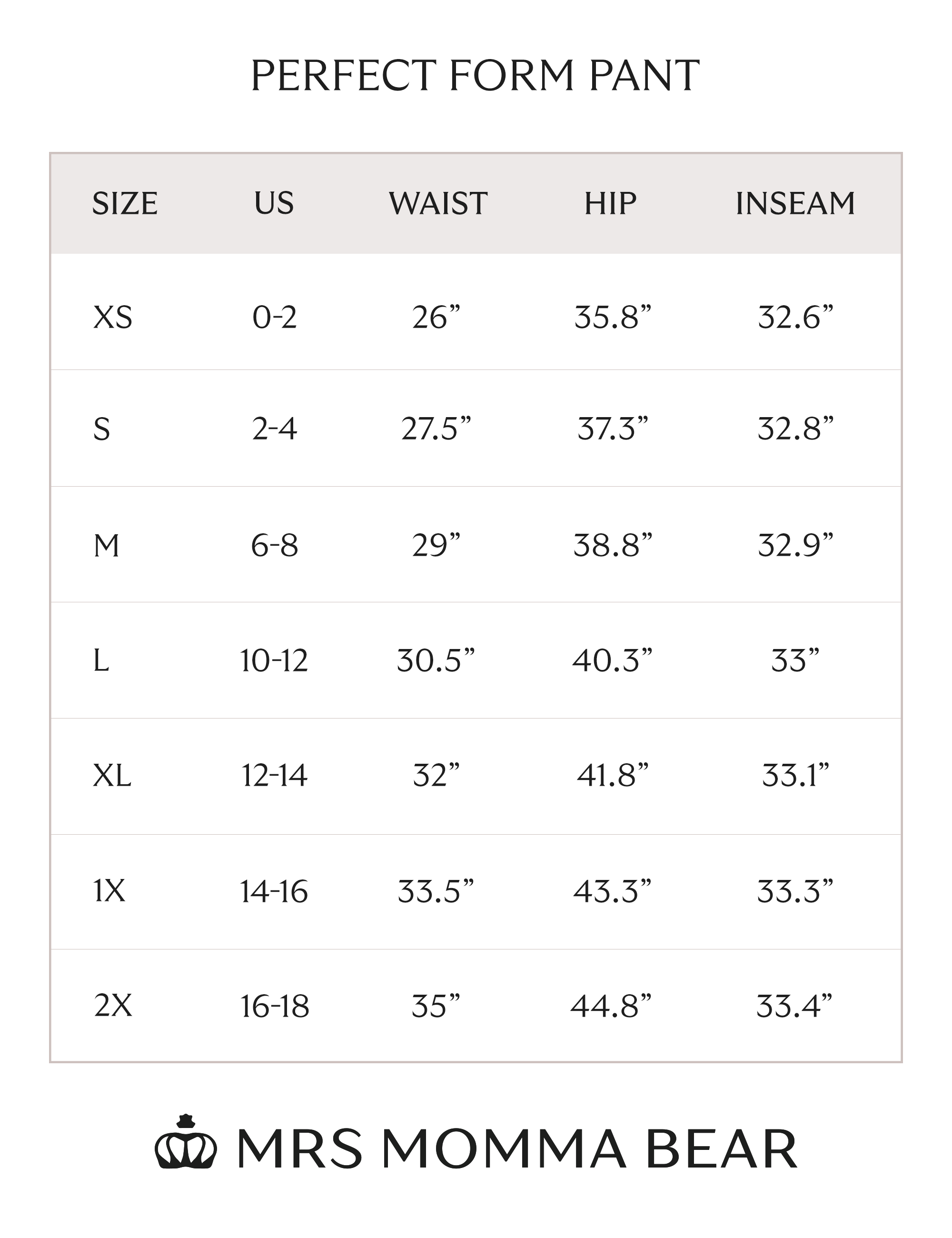 size chart