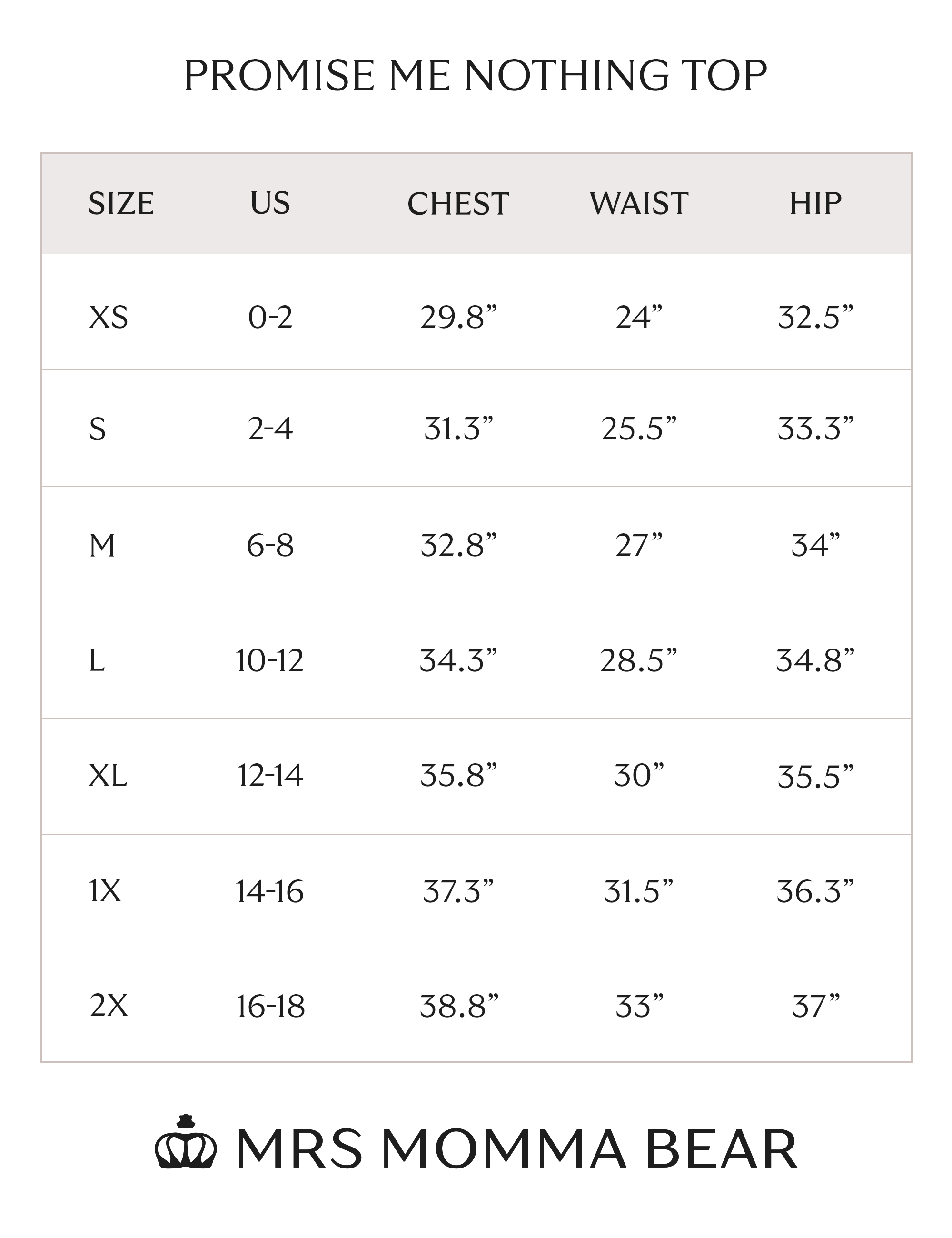 size chart