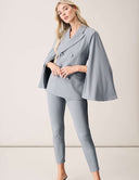 Model showcasing the Cool Intentions Pant paired with a matching stylish jacket in light gray.