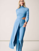 Cut to the Chase Set - Marina featuring a striking cutout top and tapered pants in blue.