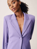Keep It Moving Set - Wisteria open back tux jacket featuring flowing lapel and front button closure.