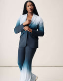 Model wearing the Power Shift Blazer in Tropical Fade with stylish ombre design and tailored fit.