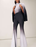 Model wearing Power Shift Pant in Luxe Ombre gradient styling with matching blazer and bodysuit.