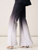 Power Shift Pant in Luxe Ombre design featuring modern bell bottom styling and center pleats.