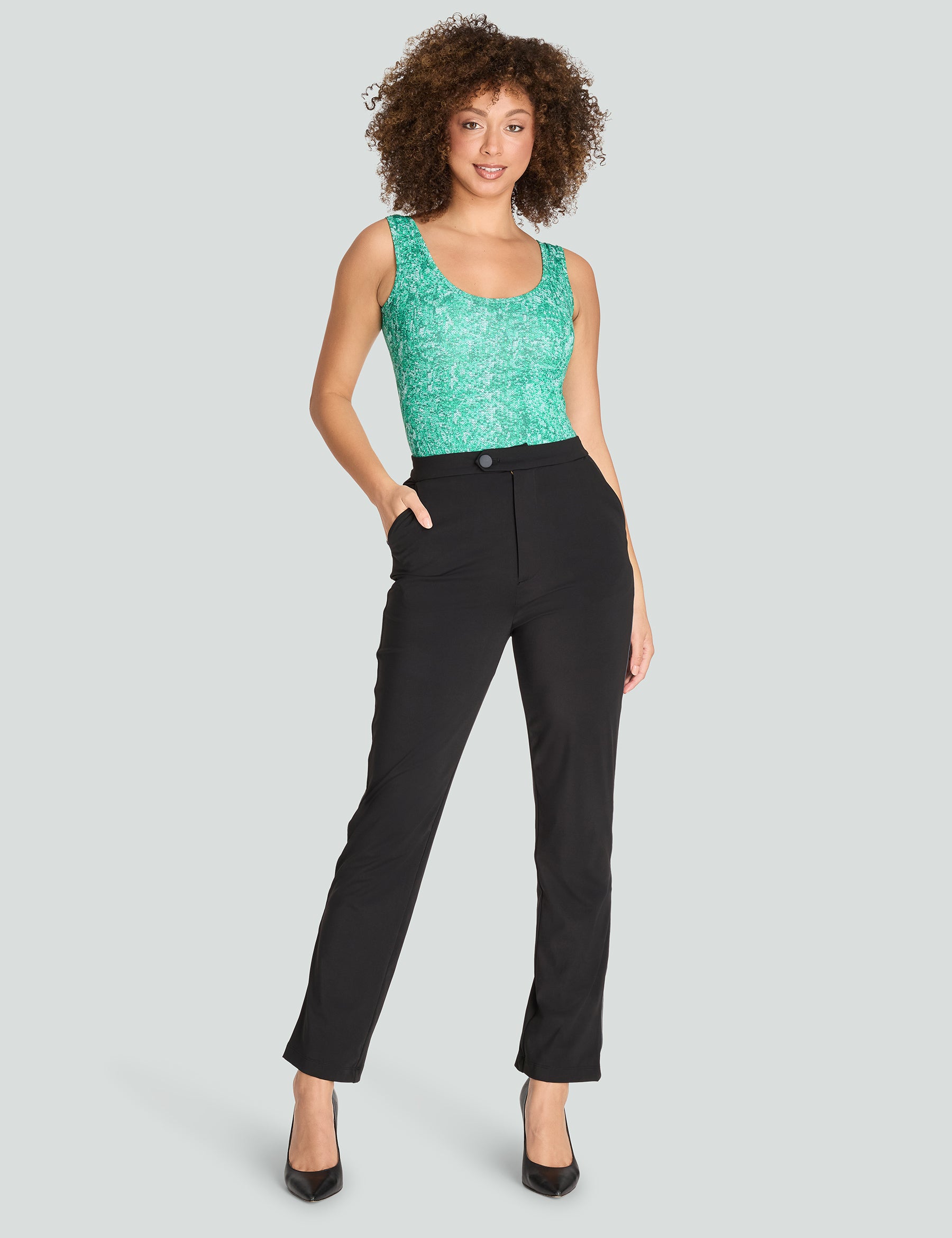 Iconic Scoop Neck Tank Bodysuit Verde Mi Amor